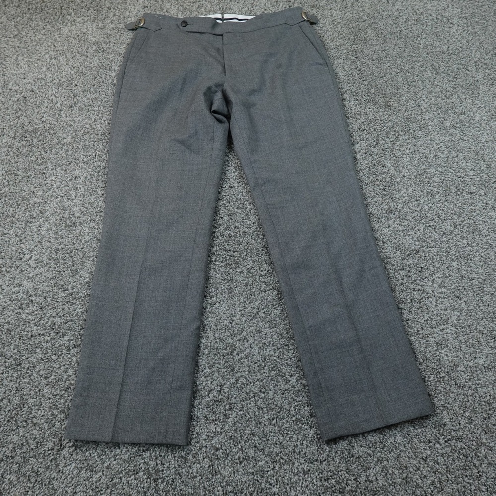 Proper Cloth Pants Mens 32X28 Gray Merino Wool Chino Dress Trouser Flat Front